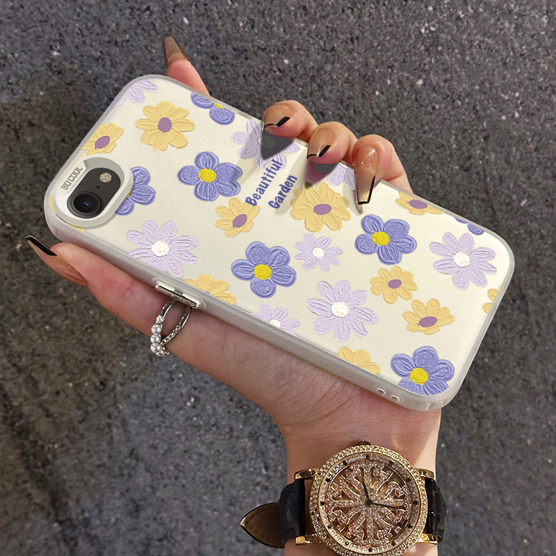เคสสำหรับ iPhone 6 Plus 6s Plus 7 Plus 8 Plus SE 2020 X Xr Xs Max เคสโทรศัพท์โปร่งใสดอกไม้