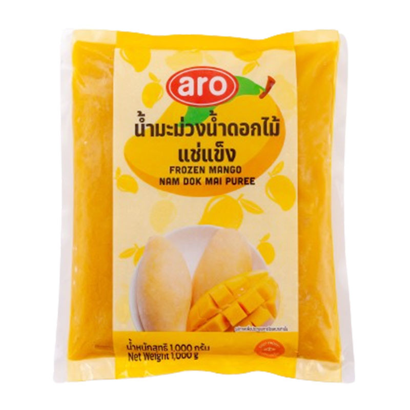 เอโร่ น้ำมะม่วงน้ำดอกไม้แช่แข็ง 1 กก. ARO Frozen Mango Puree Namdokmai 1 kg