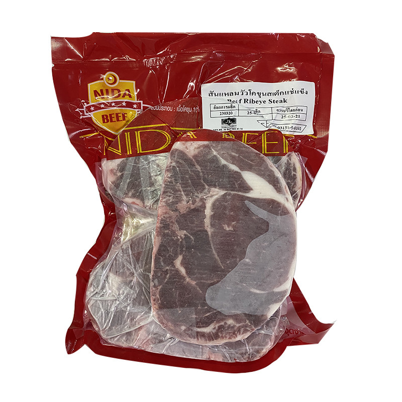 นิดาบีฟ สันแหลมวัวสเต็กแช่แข็ง 1 กก. NIDA BEEF Frozen Beef Rib Eye Steak 1 kg