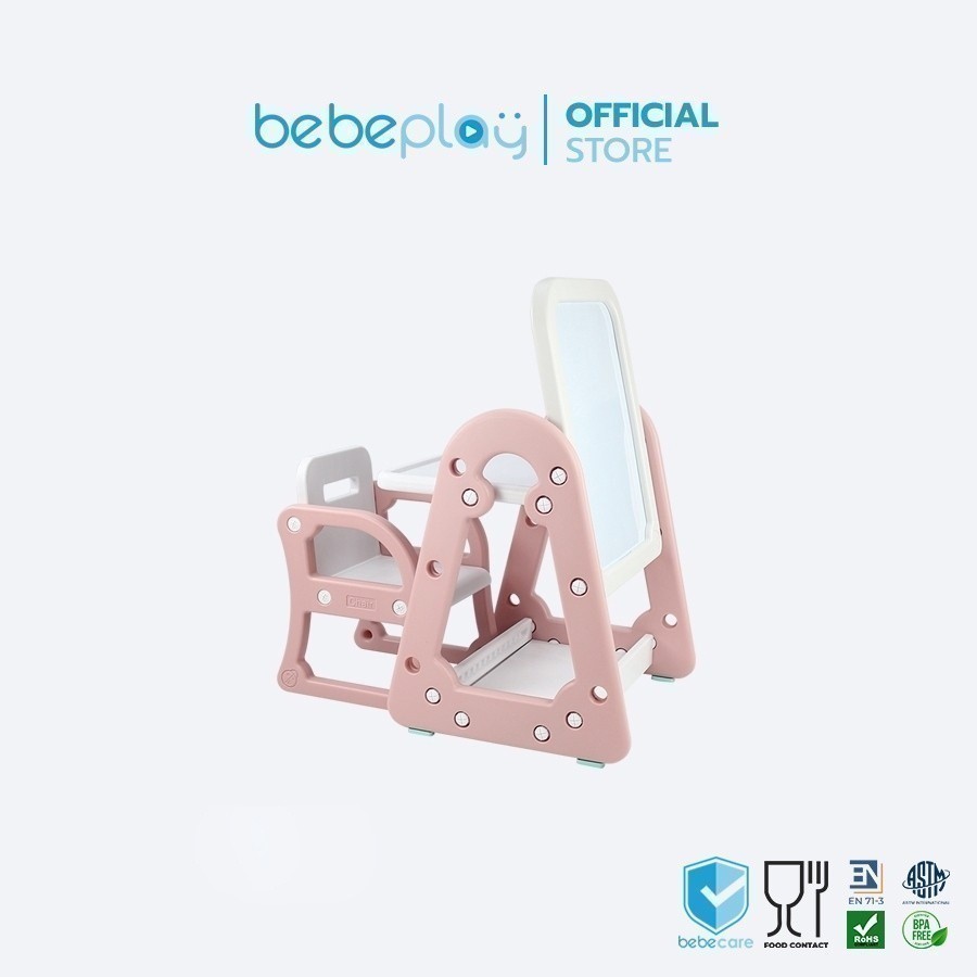 Bebeplay ชุดโต๊ะไวท์บอร์ด+เก้าอี้ (Classic) มีผ้ากันเปื้อน ปากกาเมจิค แม็กเน็ต