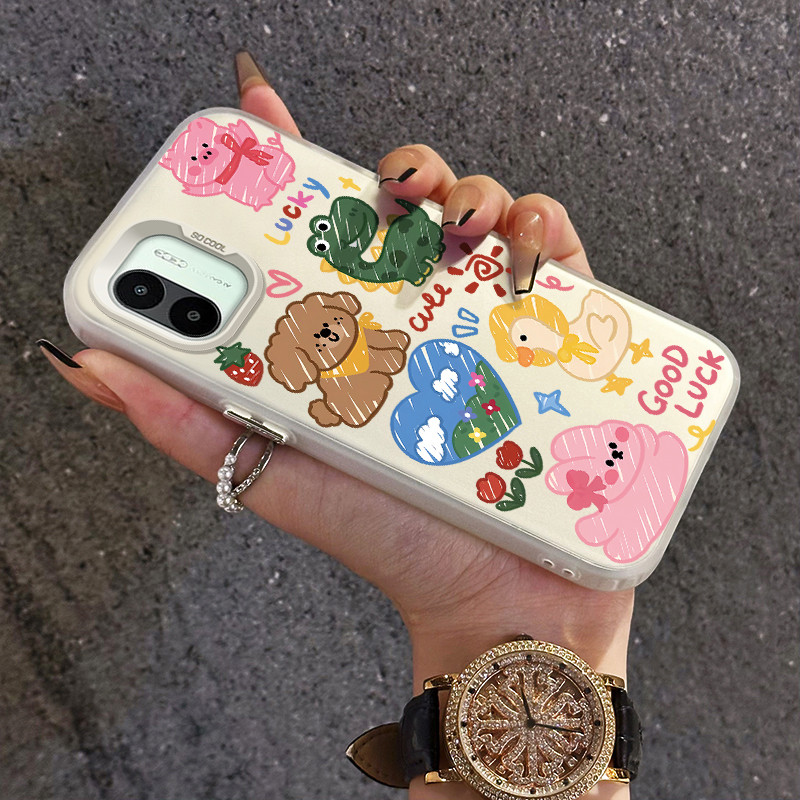 เคสสำหรับ Xiaomi Redmi A1 A2 เคสดีไซน์สัตว์น่ารักฝ้าโปร่งใสเคสโทรศัพท์