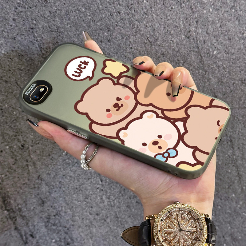 เคสสำหรับ Realme C2 C2s OPPO A1K เคสโทรศัพท์หมีน้อยน่ารักเปลือกแข็งป้องกันการตกที่ซิลิโคนใส