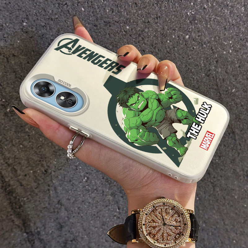 เคสสำหรับ OPPO A17 A17K A16 A16s A54s A16K A16E A15 A15s A35 เคสแข็งกันแรงกระแทก TPU ลายการ์ตูนฮัลค์เคสโทรศัพท์โปร่งใส