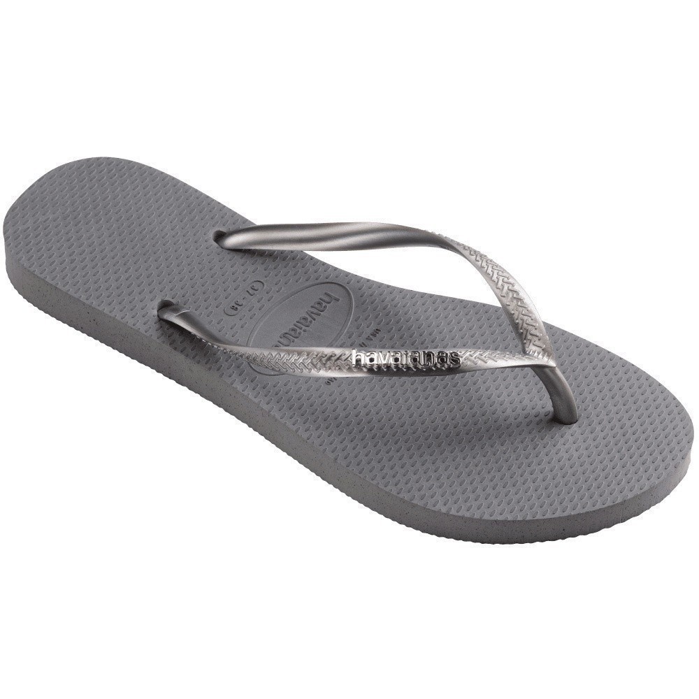 HAVAIANAS รองเท้าแตะผู้หญิง Slim Logo Metallic Flip Flops GREY 41198755178F_F3GYXX