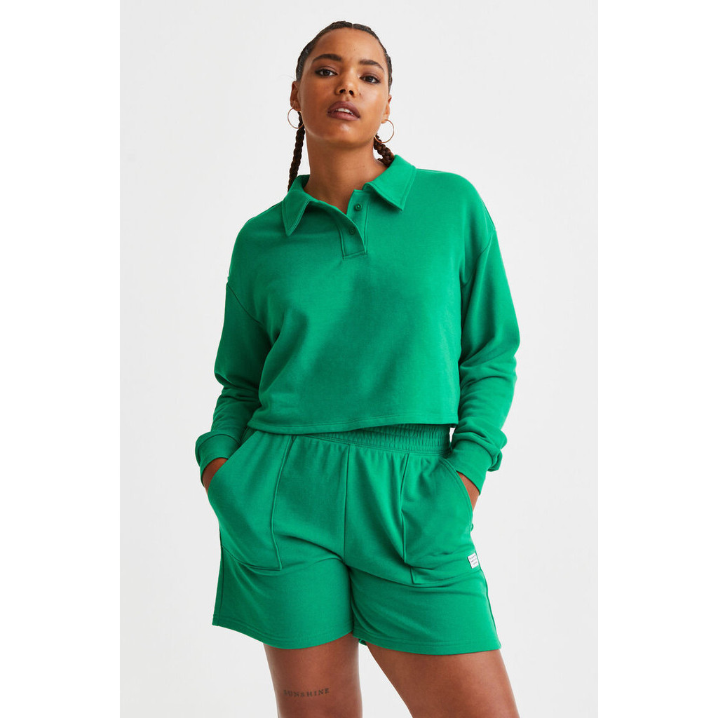 H&M Woman Cropped rugby shirt 1107398_1