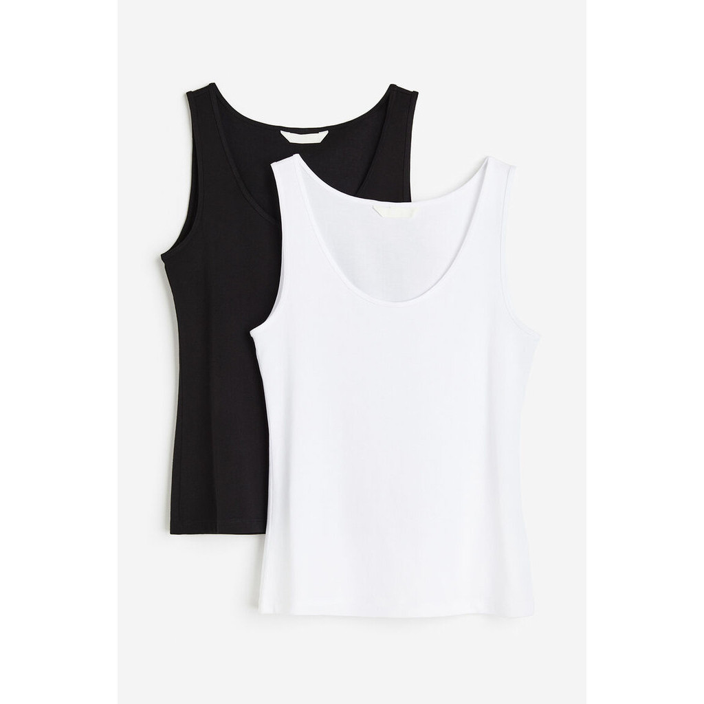 H&M Woman 2-pack cotton vest tops 1128249_1
