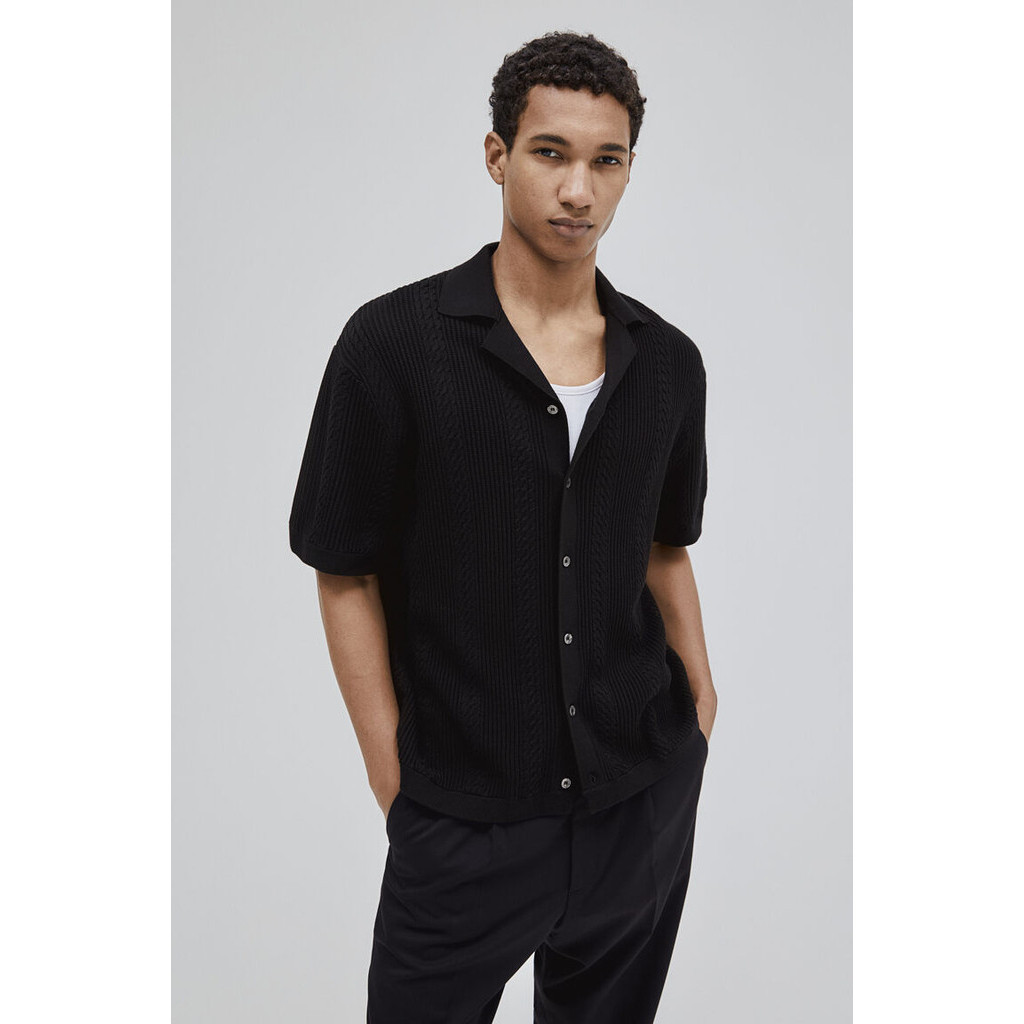 H&M Man Regular Fit Textured-knit resort shirt 1137833_1
