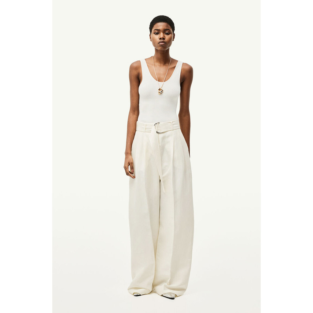 H&M Woman Linen-blend belted trousers 1226863_1