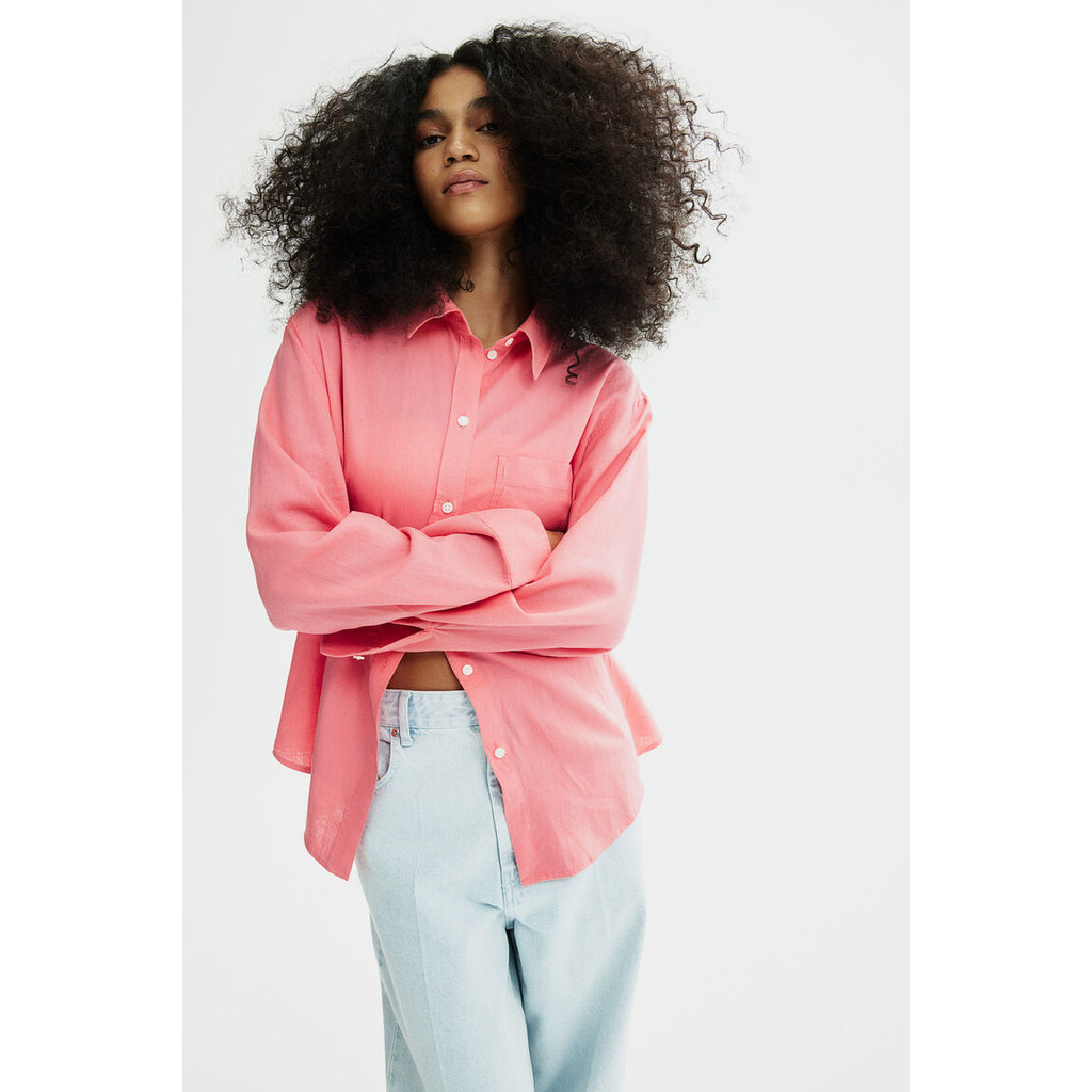 H&M เสื้อเชิ้ตลินินผสม Woman Linen-blend shirt 1213682_2