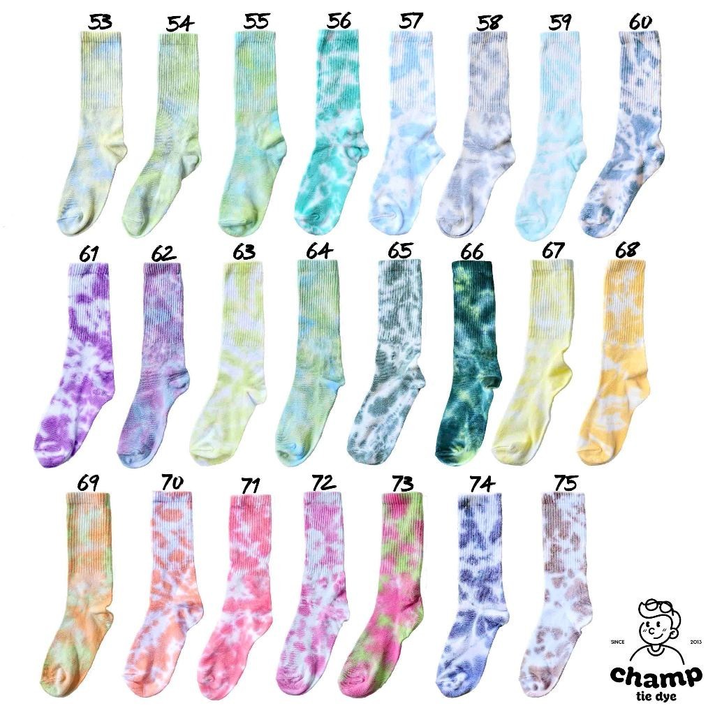 ถุงเท้ามัดย้อม ผ้าฝ้าย ข้อยาว ครึ่งแข้ง  ลำลอง สไตล์สตรีทสเก็ตบอร์ด socks tie dye cotton unisex