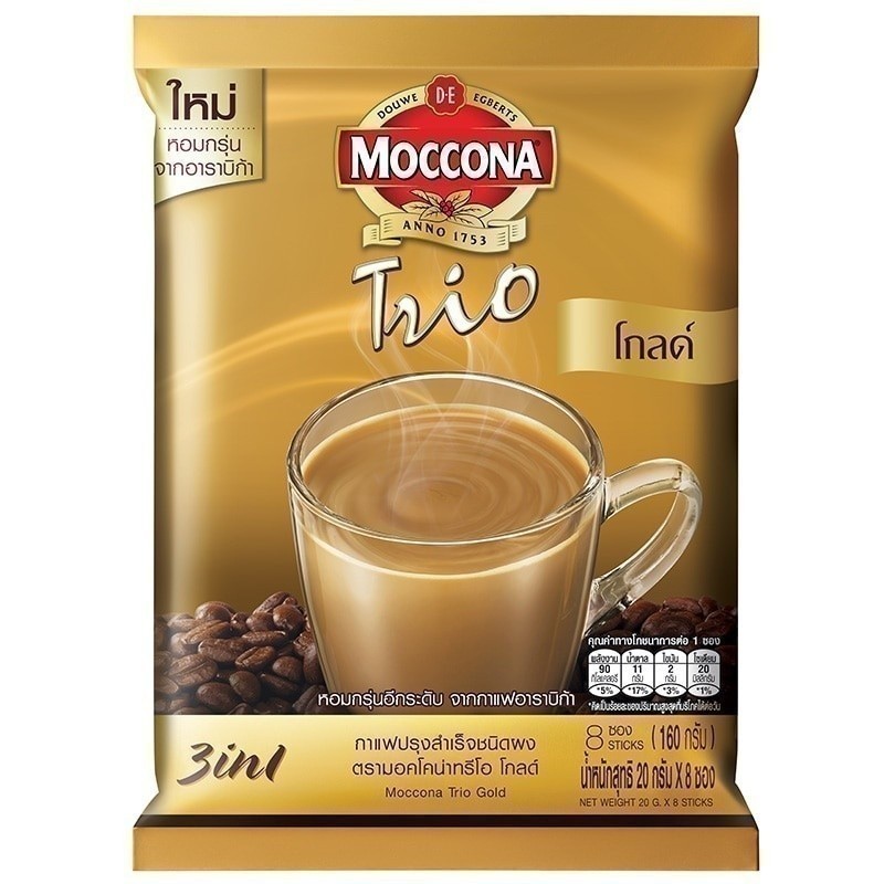 มอคโคน่าทรีโอโกลด์กาแฟปรุงสำเร็จชนิดผง 15.8กรัม แพค 8ซอง [8851753098125]