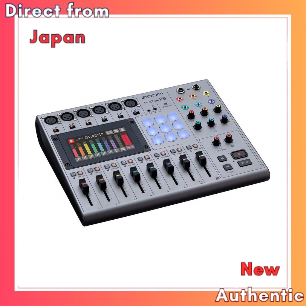 ZOOM Podcast Recorder มิกซ์, บันทึก, แก้ไข All-in-one Podcast Studio Multi-Track Recorder P8 Silver 