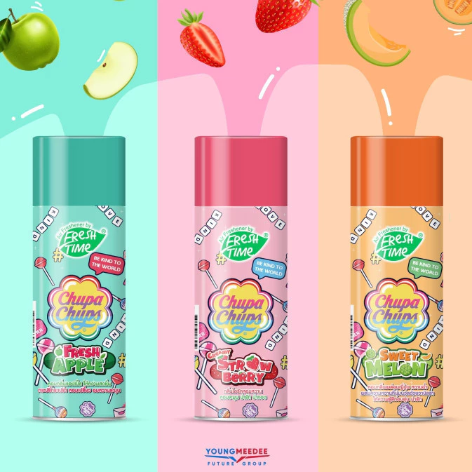 FreshTime X Chupa Chups สเปรย์หอมปรับอากาศ สเปรย์ดับกลิ่นห้อง สเปรย์ ฉีดห้องหอม น้ำหอมติดห้อง 450ml (youngmeedee) thumbnail 4