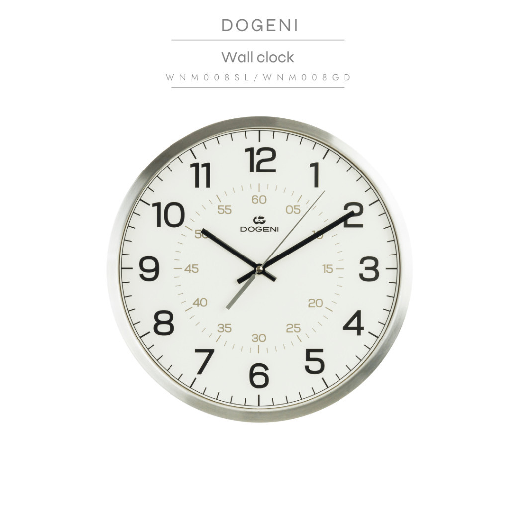 DOGENI นาฬิกาแขวน (WNM008SL/WNM008GD) นาฬิกาแขวนผนัง นาฬิกาติดผนัง อลูมิเนียม เข็มเดินเรียบ ดีไซน์เรียบหรู
