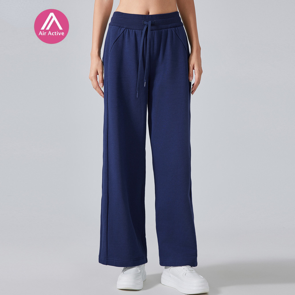 Casual Sports Pants Wide Leg Pants Side Pockets Adjustable Waist Breathable