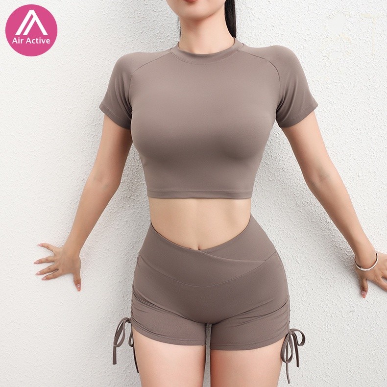 AirActive เสื้อครอปท็อปแขนสั้น แบบเข้ารูป ดูดซับความชื้น สําหรับเล่นโยคะ กีฬา