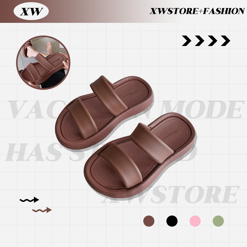 XWshopee ใหม่ รองเท้าแตะแฟชั่นผู้หญิง มากับไซซ์เล็ก ดีเทลสายคาดคู่พื้นสูง 1 นิ้ว ทรงสวยแต่งตัวง่ายจะจับแมทช์ชุดก็เข้าหรื