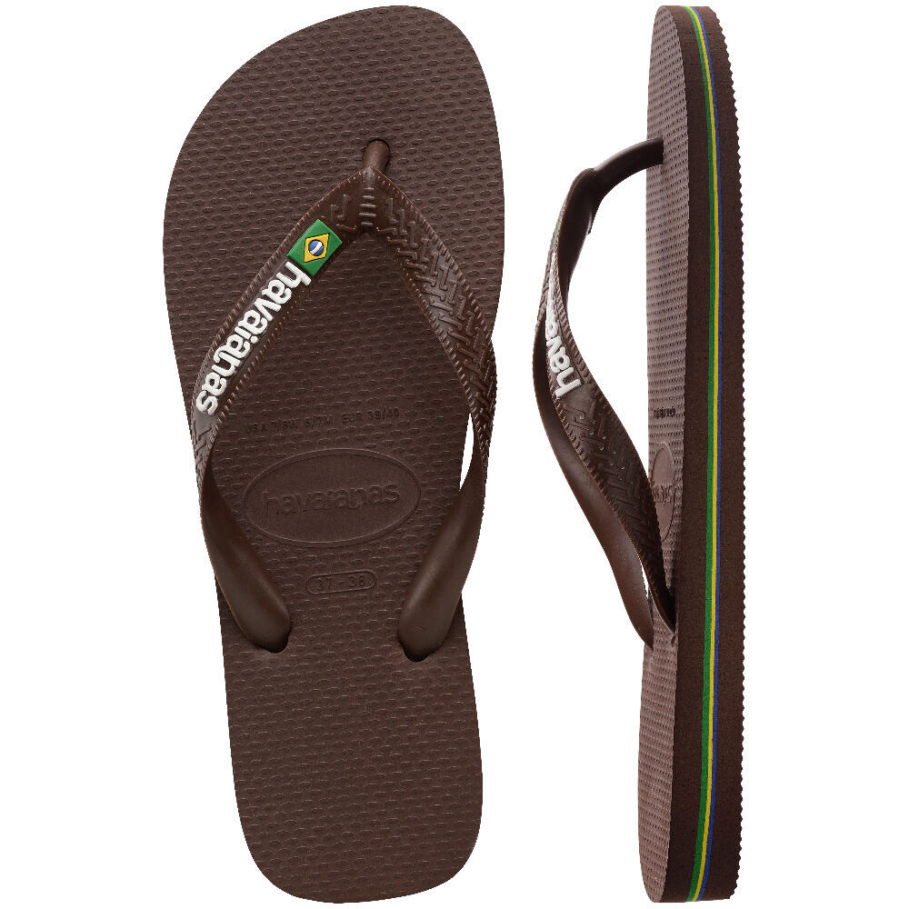 HAVAIANAS รองเท้าแตะ Brasil Logo Flip Flops DARK BROWN 41108502673U_H4WTBR