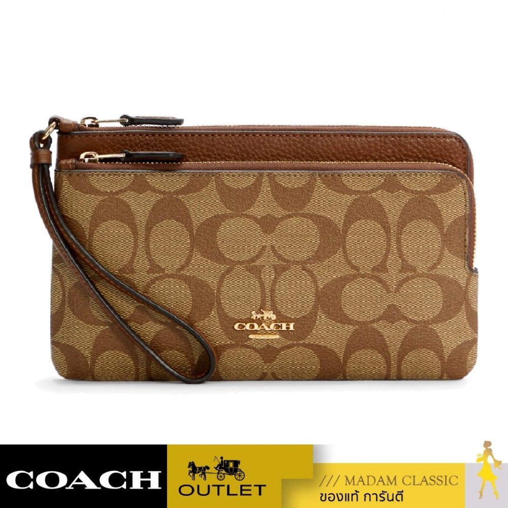 กระเป๋าคล้องมือ COACH C5576 DOUBLE ZIP WALLET IN SIGNATURE CANVAS (IME74)