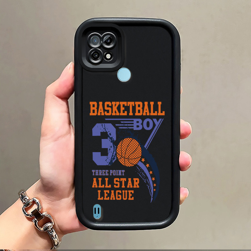 เคสสำหรับ Realme C21 เคสโทรศัพท์ซิลิโคนนิ่มพร้อมฝาครอบป้องกันลายบาสเก็ตบอล – โปรปัง