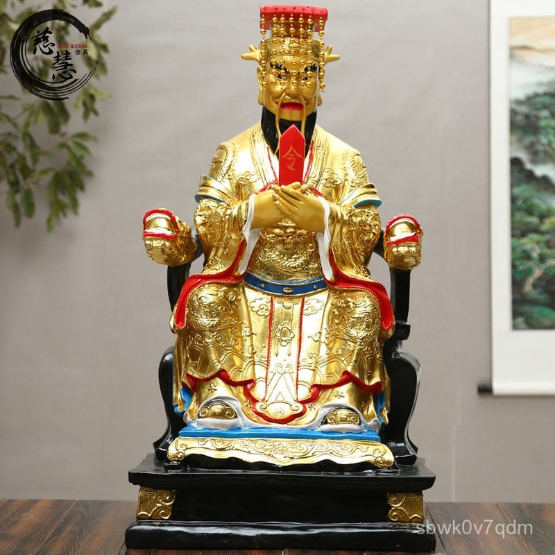 เรซิ่น Four Seas Dragon King ทาสีทอง Donghai Dragon King Temple Dragon King Lord88cm พระพุทธรูปราชาม