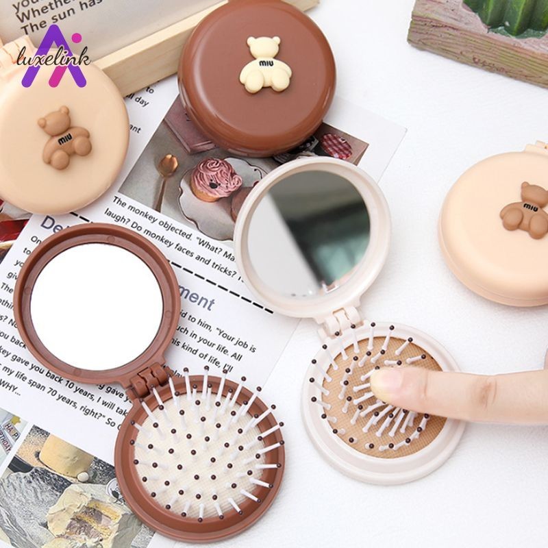 luxelinkLittle Bear หวีพับผู้หญิงแบบพกพา Air Cushion หวีนวดหวีกระจกหวีแบบบูรณาการ