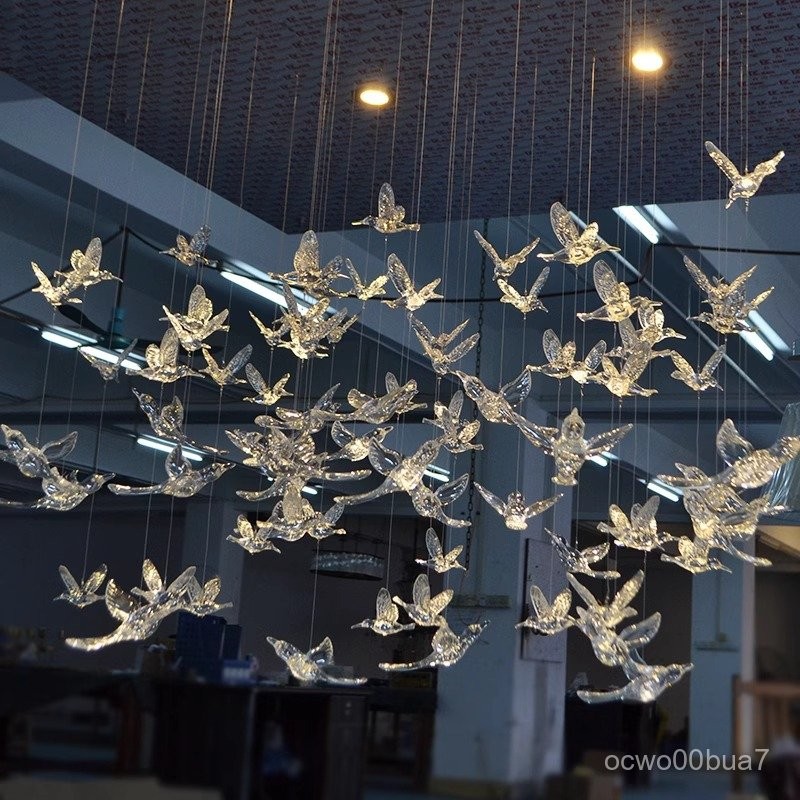 ฝ่ายขายโต๊ะทรายห้างสรรพสินค้า Atrium Flying Bird Engineering Lamps Hotel Lamps Light Custom Art Glas