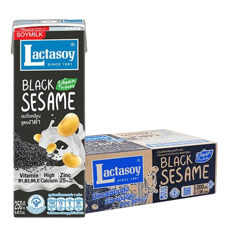แลคตาซอย นมถั่วเหลือง ยูเอชที รสงาดำ 200 มล. x 36 LACTASOY Soy Milk Uht Black Sesame 200 ml x 36