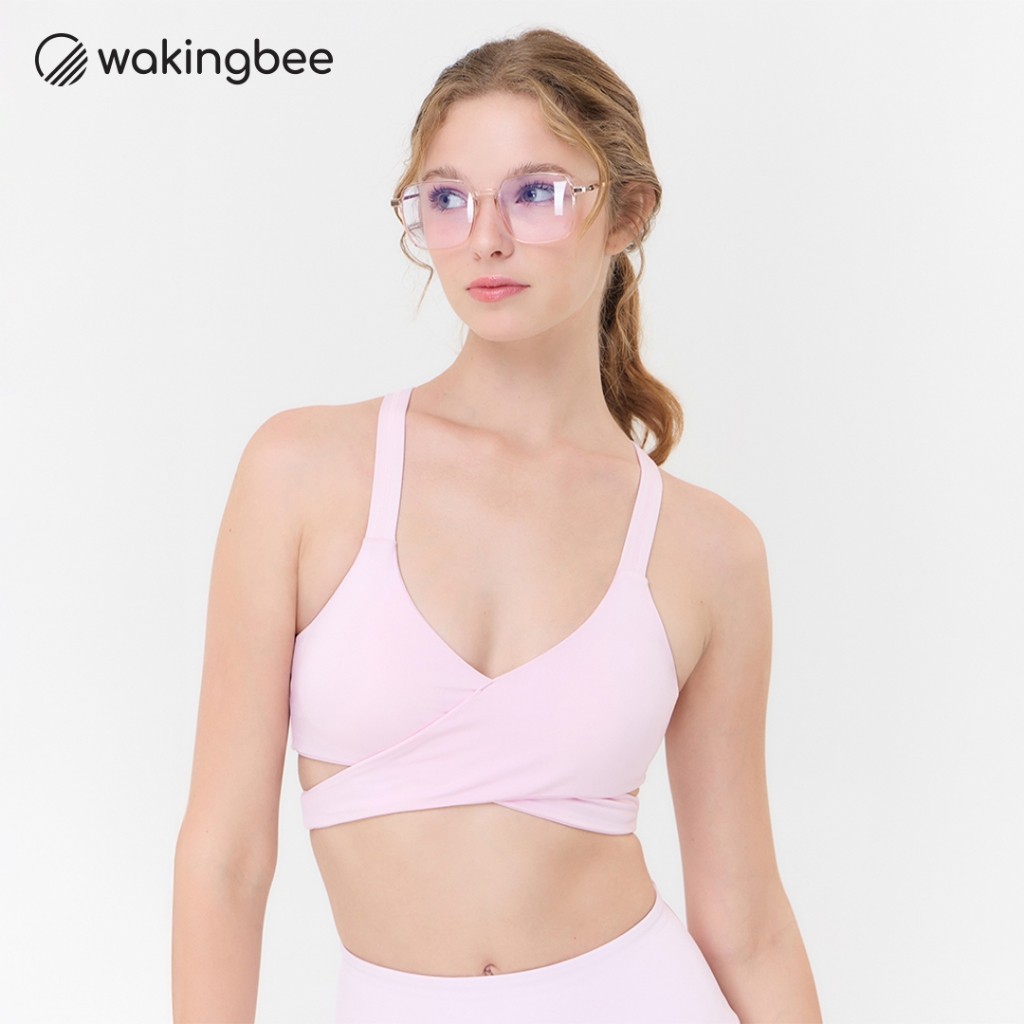 Wakingbee WB Bra (Powder Pink) สปอร์ตบรา รุ่นขายดีที่สุด ใส่ว่ายน้ำได้ โยคะ วิ่ง ฟิตเนส ทรงสวย มีฟองน้ำเสริม