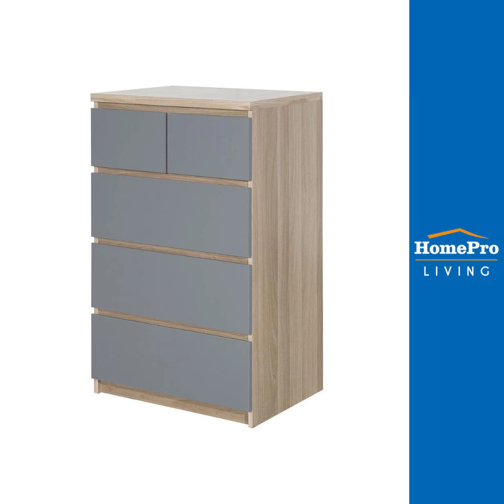 [จัดส่งอย่างเดียว] HomePro ตู้ลิ้นชัก 5 ลิ้นชัก FURDINI FINN สีไวท์โอ๊ค/เทา แบรนด์ FURDINI