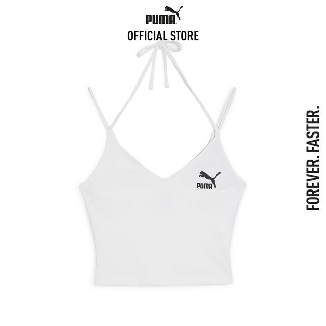PUMA PRIME/SELECT - เสื้อครอปผ้าร่อง CLASSICS สีขาว 62425502