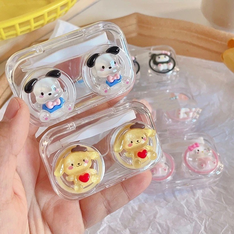 candypop น่ารัก Sanrio Series กล่องคอนแทคเลนส์แบบพกพา Creative กล่องคอนแทคเลนส์
