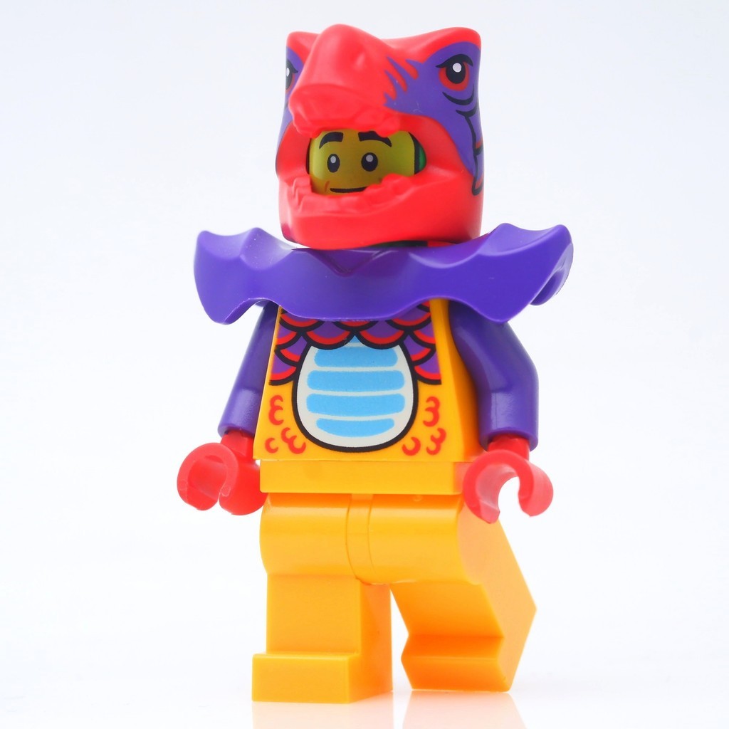 ( Ploybrick Minifigure ของแท้ ) Town & City Tyrannosaurus Rex Costume Comic Shop Guy