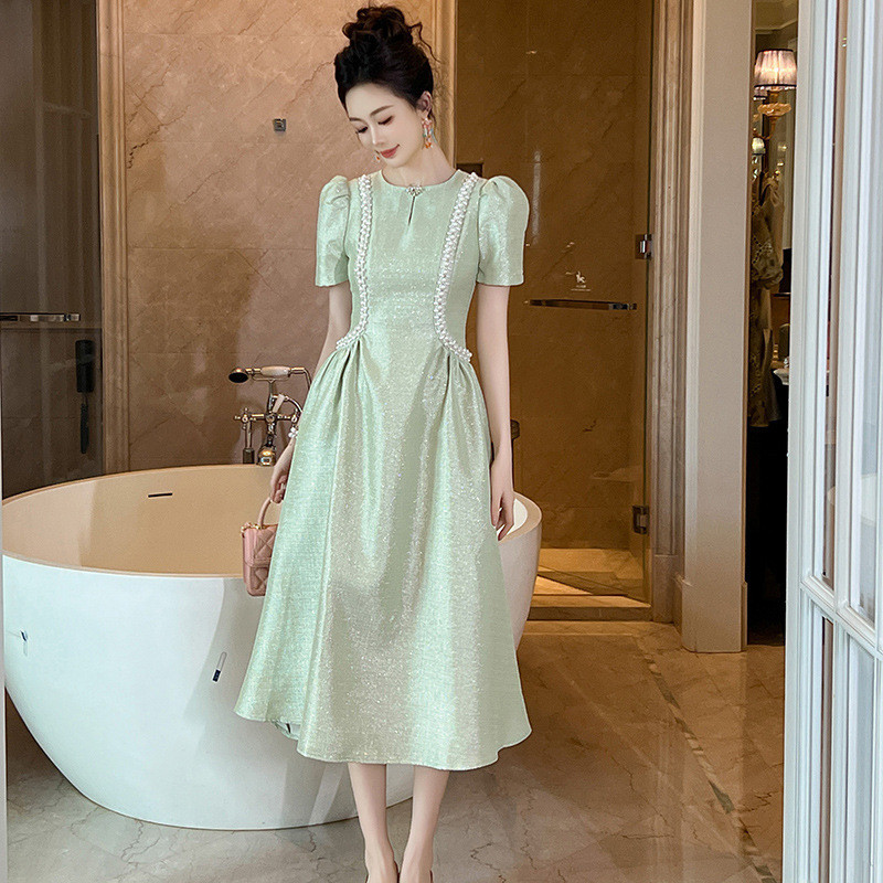 202501 summer women's temperament diamond large pendulum dress 21360