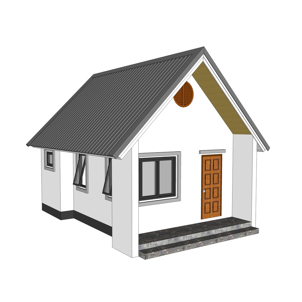 แบบบ้านชั้นเดียว ขนาด 1 ห้องนอน 1 ห้องน้ำ และ1 ห้องครัว ขนาดพื้นที่ 26.14 ตารางเมตร   P.B. HOUSE รหัส PB-006