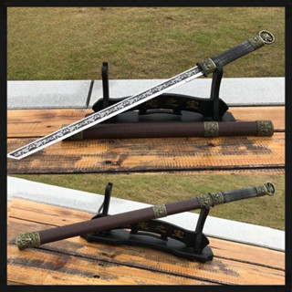 ดาบซามูไร(ไม่มีคม)⚔️เหล็กดามัสกัส ลายมังกรเมฆ ดาบคาตานะ COSP…