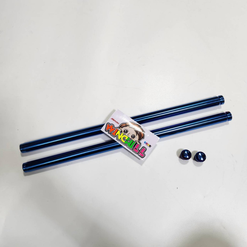 แกนโช้ค ตัดแกน 1 นิ้ว SONIC / LS / DASH / TENA / NOVA-S / NOVA-RS  สีน้ำเงิน + หัวน็อตโช้ค สีน้ำเงิน
