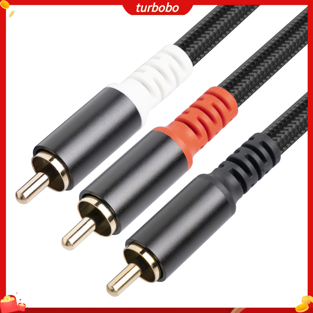 [turbobo] สายเคเบิลเชื่อมต่อเสียง RCA ตัวผู้ เป็น 2 RCA ตัวผู้ Y ทนทาน สําหรับเครื่องขยายเสียง