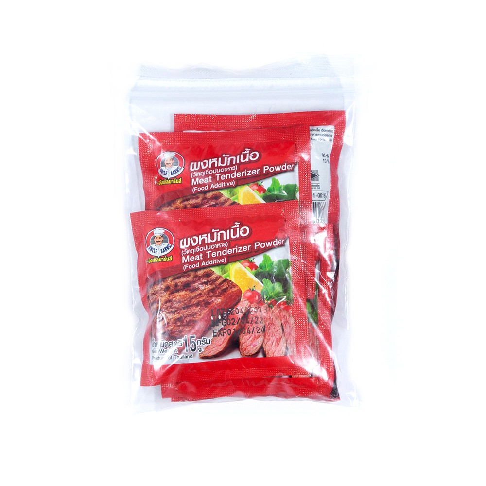 🐉 อังเคิลบาร์นผงหมักเนื้อ15กX5ซอง ✨ UNCLE BARNS MEAT TENDERIZER POWDER 15GX5 🏮 เครื่องปรุงรสและเครื่