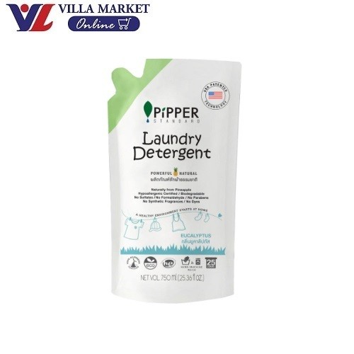 Pipper Standard Laundry Detergent Eucalyptus Refill 750Ml ผลิตภัณฑ์ซักผ้าธรรมชาติ ยูคาลิปตัส