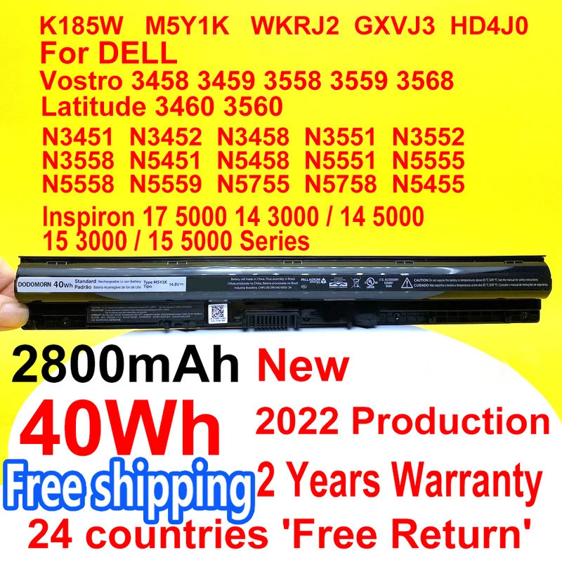 2800MAH M5Y1K แบตเตอรี่สำหรับ Dell Inspiron 15 3000 Series 15-3551/3552/3567 15 5000 Series 5551/5552/5555/5558/5559แล็ป
