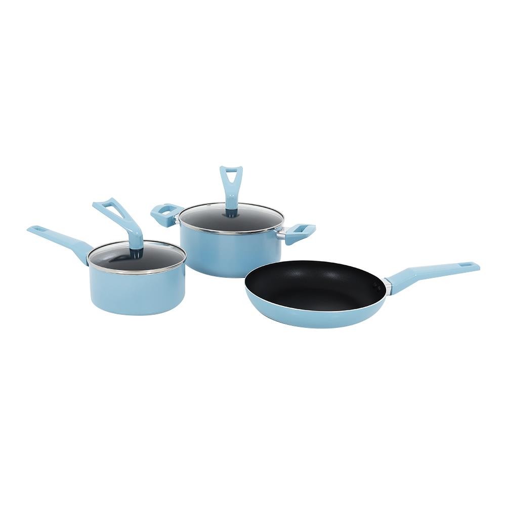 EKONO ชุดเครื่องครัว INDUCTION EKONO ICEY BLUE สีฟ้า 5 ชิ้น เครื่องครัวและอุปกรณ์ เครื่องครัว INDUCT