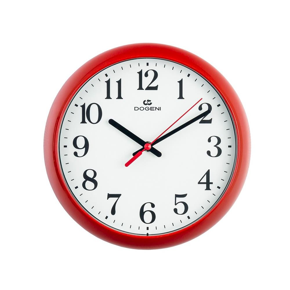 DOGENI นาฬิกาแขวนพลาสติก DOGENI WNP001RE 9 นิ้ว สีแดง ของตกแต่งบ้าน นาฬิกา PLASTIC WALL CLOCK DOGENI