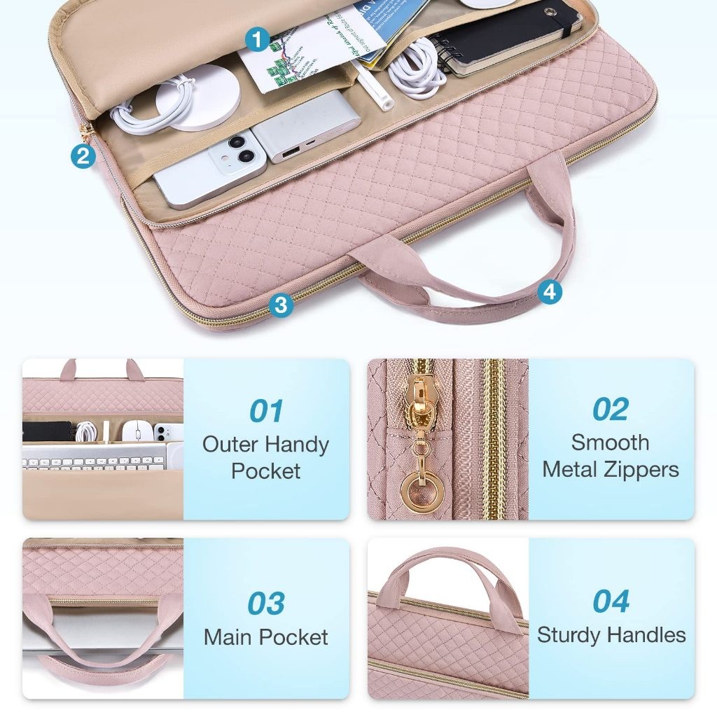 BAGSMART حقيبة لابتوب مبطنة مقاومة للماء 13-15.6 بوصة — صورة 4