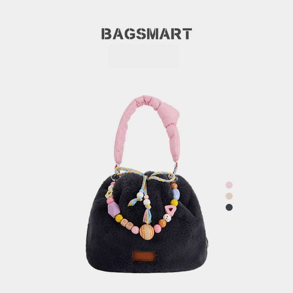 BAGSMART กระเป๋าเป้สะพายหลัง จุของได้เยอะ กระเป๋าสะพายไหล่ Plush น่ารัก Crossbody bag สําหรับผู้หญิง