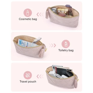 BAGSMART กระเป๋าเครื่องสําอาง จุของได้เยอะ แบบพกพา สําหรับผู้หญิง กันน้ํา กระเป๋าใส่อุปกรณ์อาบน้ํา กระเป๋าคลัทช์ สีพื้น สําหรับเดินทาง