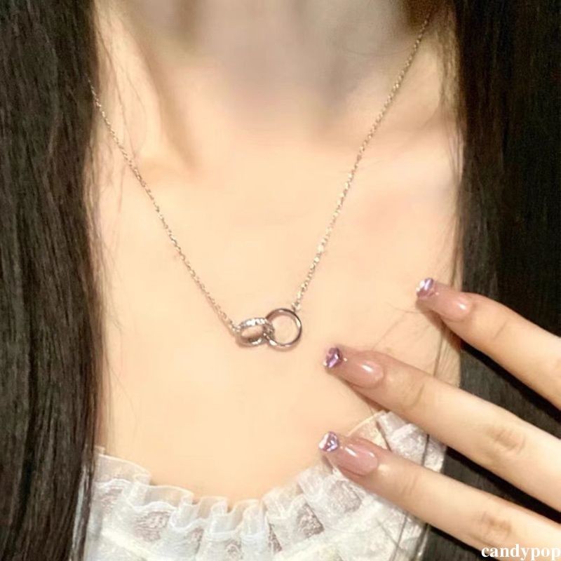 candypop คู่แหวน Clavicle Chain ผู้หญิงหรูหราสร้อยคอหัวใจสร้อยคอจี้ Best Friend ของขวัญ