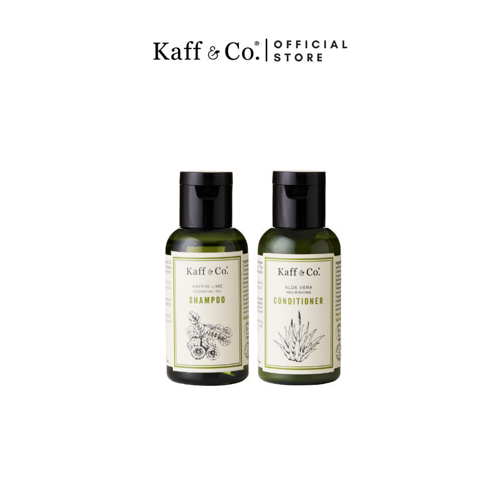 Kaff & Co. ทุกสภาพหนังศีรษะ-แห้ง คัน มีรังแค ผมชี้ฟู แชมพูมะกรูดและครีมนวดว่านหาง ขนาดเดินทาง 40 ml