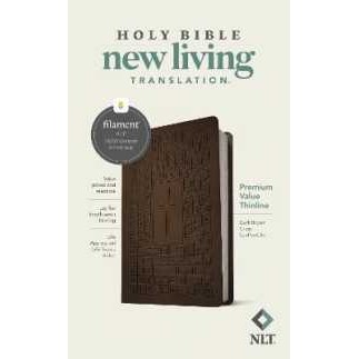 NLT Premium Value Thinline Bible, Filament-Enabled Edition (Leatherlike, Dark Brown Cross)