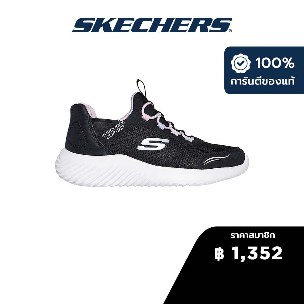 Skechers สเก็ตเชอร์ส รองเท้าเด็กผู้หญิง Girls Slip-Ins Bounder Simple Cute Shoes - 303585L-BLK Air-Cooled Memory Foam